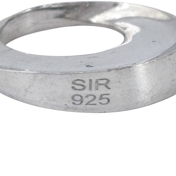 Vintage Sterling Silver 925 Circle Pendant | Open Center Modernist Charm - Picture 6 of 8